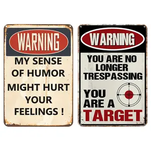 2Pcs Vintage Warning Metal Tin Sign 2D Metal Wall Art Poster Home Decor 30x40cm