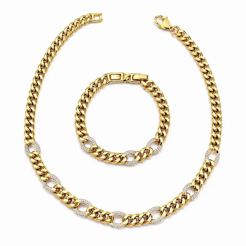Medium Artificial Gemstone Cuban Jewelry Set, Jewelry Accessories & Derivatives