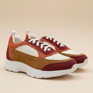 Frankie Sneakers - Colorblock Round Toe Laces Closure Italian Suede All Seasons Comfortable Spiked Sole Unisex Shoes with Padded Insole & Technical Lining