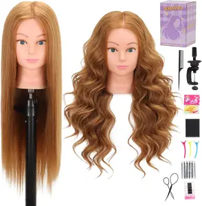 Blonde Cosmetology Training Mannequin Heads - 26-28 In 80% Human Hair, With Clamp Stand, Styling Tools For Braiding, Cutting Practice summervibes☀️