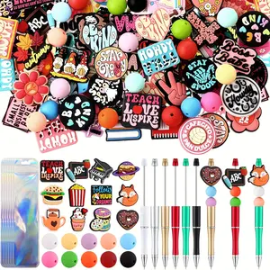 DIY Pen-Making Kit, Silicone Focused Ballpoint Pen Set, Including 12Ballpoint Pens, 20 silicone . 50 Silicone Beads, DIY Handcrafted Silicone String Pen