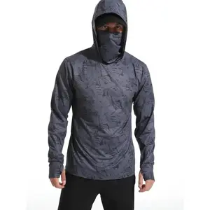 Fishing Shirt Hooded Men Fishing Clothes Outdoor Summer Mask Hoodie Sun Uv Protection Performance Jersey