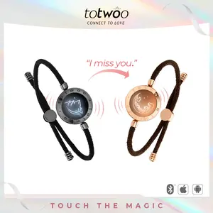 Totwoo Mountain&Sea Long Distance Touch Bracelets - Elegant Minimalist Couple Bangle for Boyfriend Girlfriend or Family - Ideal Gift for XMAS Special