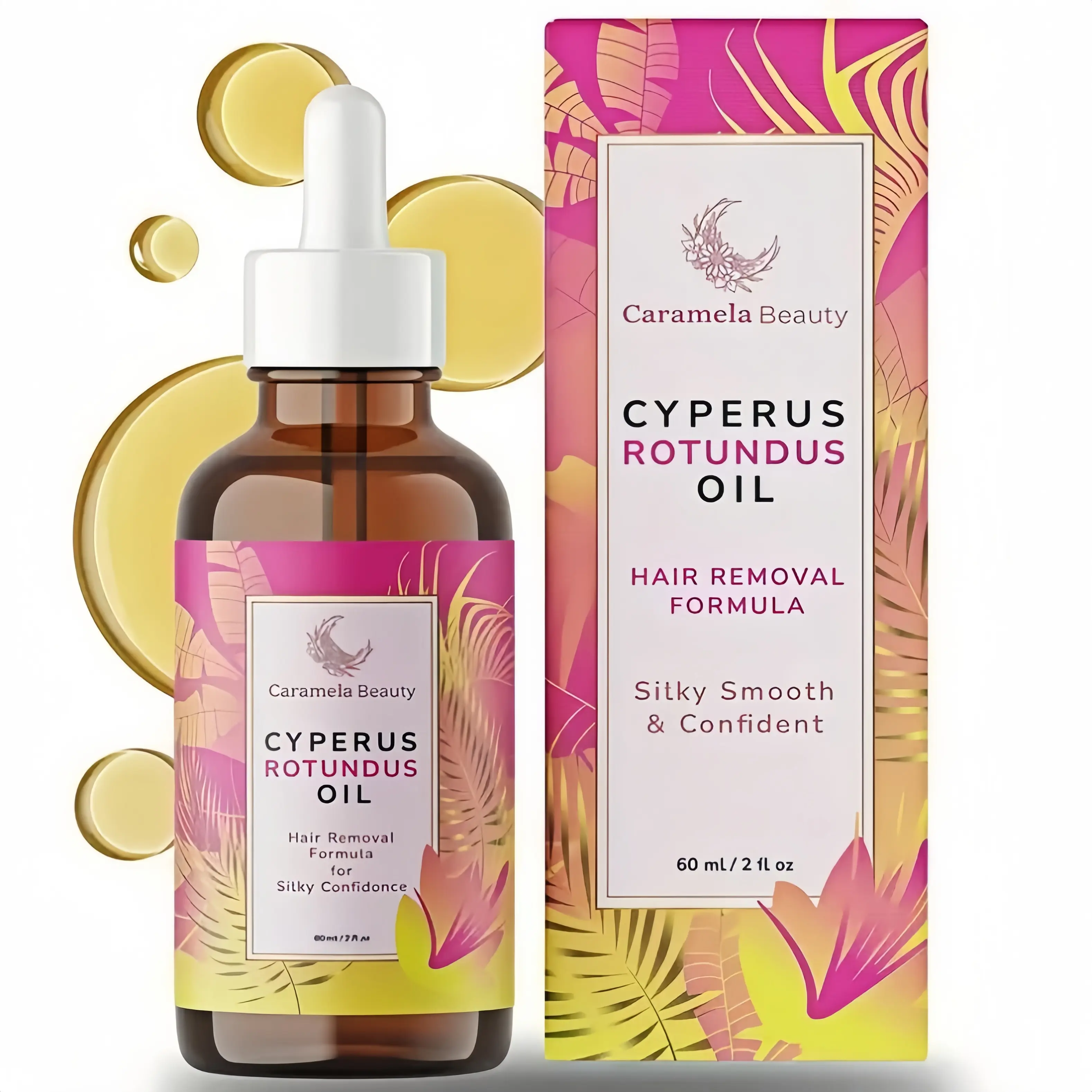 Limited time sale, Caramela Beauty Cyperus Rotundus Oil for Natural Permanent Hair Reduction 60ml, Mild and Nonirritating Body Care Wax, Moisturizing & Soothing for Skin Care Depilatory,Unisex Hair Removal Creamoil