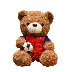 Soft Plush Football Bear Dolls, Unisex Teddy Bears Wearing Team Jerseys, Perfect Holiday Gift for Fans, Portugal Argentina Germany France Spain Brazil Teams
