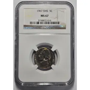 1967 SPECIAL MINT SET JEFFERSON NICKEL (5C) NGC MS 67 Certified Coin
