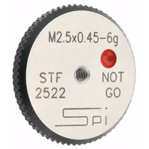 SPI Threaded Ring Gage: M2.5 x 0.45 Thread, Metric, Class 6G, No Go Class 6G, Oil Hardened Non-Shrinking Steel (OHNS), , NPL Traceability Certification Included 34-464-8