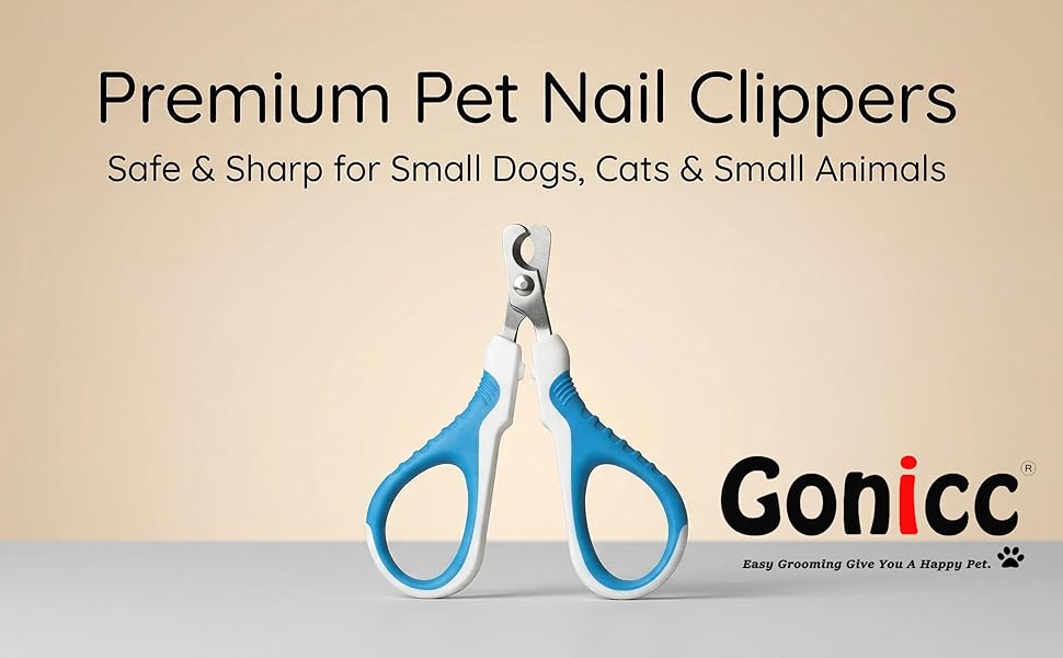 gonicc Professional Pet Nail Clippers and Trimmer - Best for Cats, Small Dogs and Any Small Pets. Sharp Angled Blade Pet Nail Trimmer Scissors.
