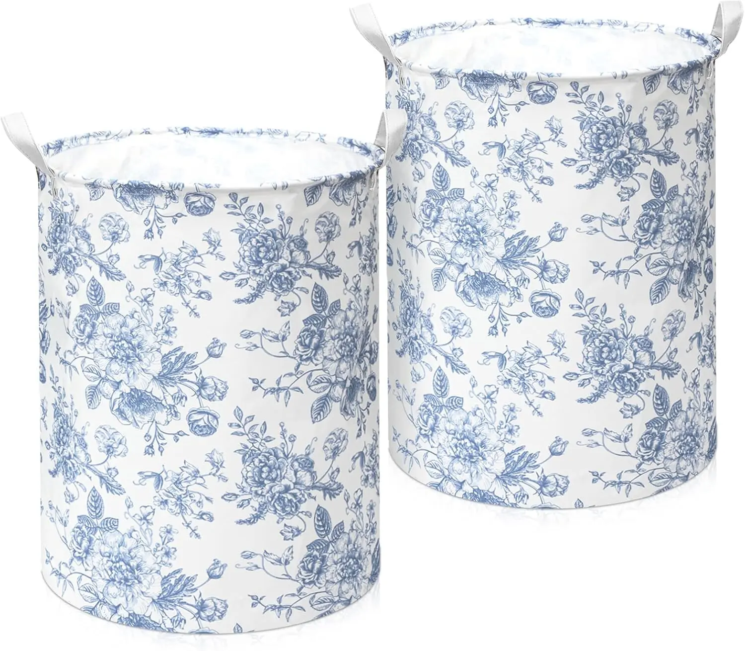 2 Pcs Laundry Basket Coquette Storage Basket for Girls Nursery Hamper with Handles Foldable Waterproof Collapsible Storage Bin Organizer for College Dorms Bathroom (Chinoiserie)