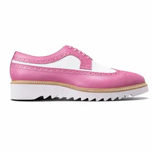 Giovanni Tone Men’s Wingtip Leather Oxford Dress Shoe – Pink White