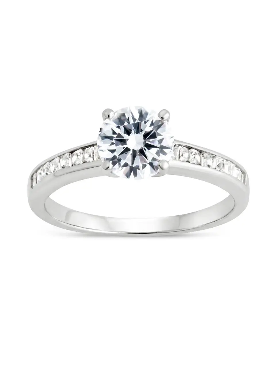 Sterling Silver Radiant CZ Engagement Ring