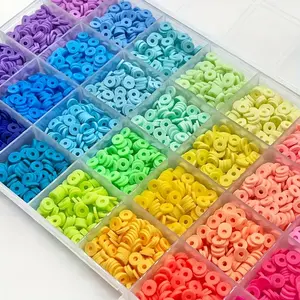 Clay bead set - Planar circular polymer clay spacer beads - Jewelry making set - Suitable for friendship bracelets, necklace accessories, handmade materials, bracelet making set, jewelry making process