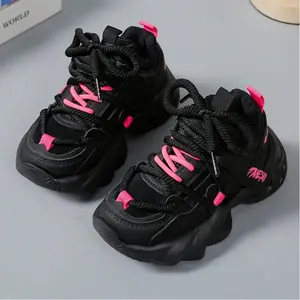 Girls Low-Top Shoes: Black & Pink Colorblock! ✨       Lightweight PU + Breathable Lining – Perfect for 4-12Y Toddlers to Tweens |       Comfy Fit for School/Sports/Play – Trendy Active Footwear!