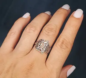 Sterling Silver Hand of Fatima Protection Amulet Ring