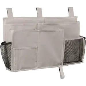 X-SBB33 Bedside Caddy Hanging Bed Organizer Storage Bag Pocket for Bunk and Hospital Beds, College Dorm Rooms Baby Bed Rails,Camp (8 Pockets),Gray