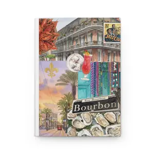 Collage Art Journal - New Orleans Themed Notebook, Journaling Aesthetic Notebook with Bourbon Street, Beignets, Jazz Designs, Collage Art Notebooks, Journaling Aesthetic Notebooks