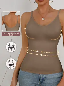 1/2/3/4 PCS Women's Seamless Shapewear Set, High Stretch Breathable Belly Control Waist Cincher Underwear, U-Shaped Backless Spaghetti Strap Bralette, All Seasons