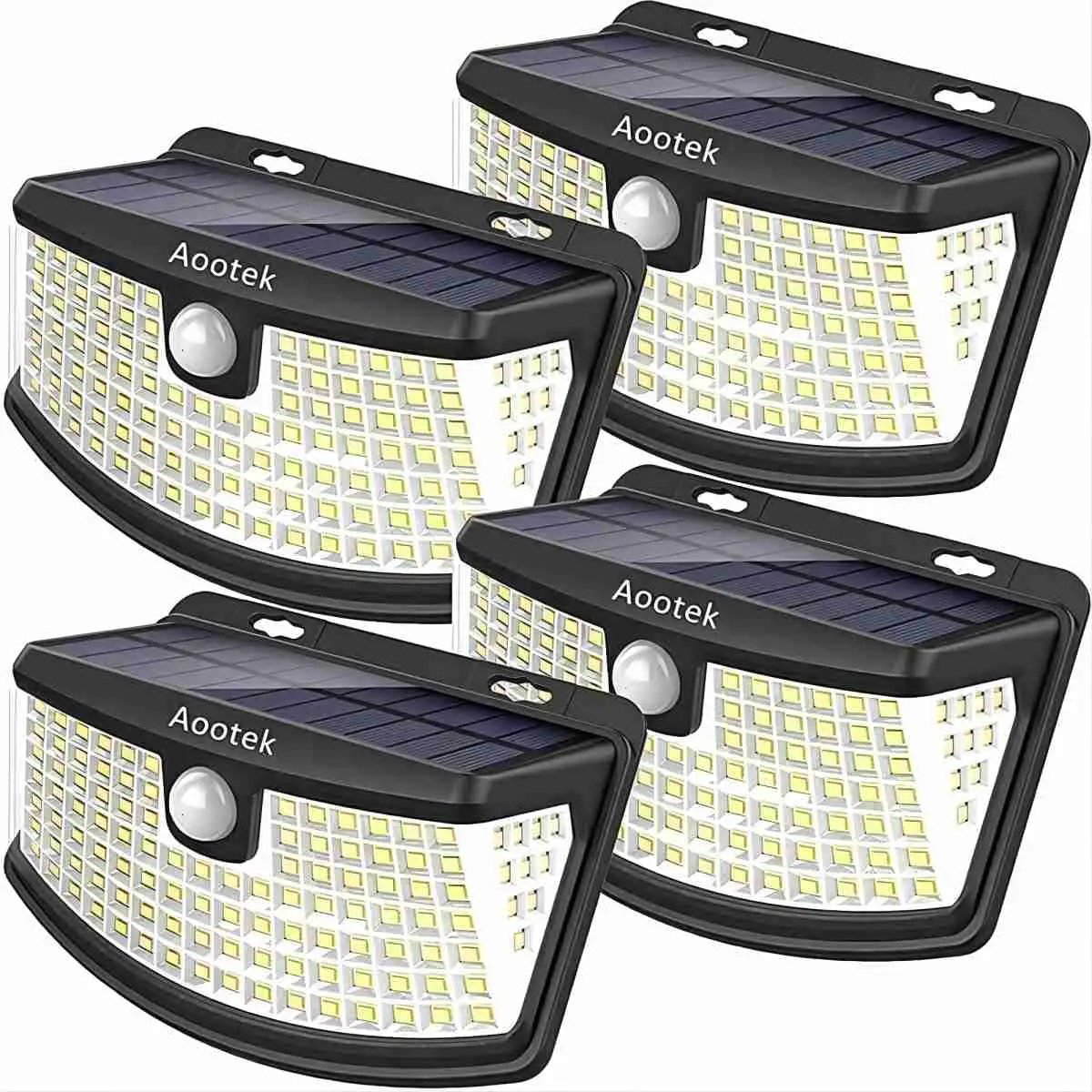 Aootek Solar Motion Sensor Lights 120 LEDs with Lights Reflector,270° Wide Angle, IP65 Waterproof (4 Pack)