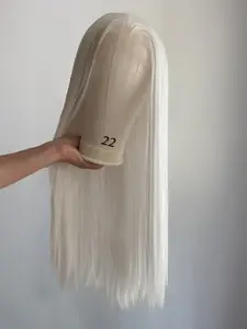 White Lace Wig Long Silky Straight, 13x4 Frontal Lace Wig for Women, Heat-Resistant Synthetic Fiber, Natural Hairline, Daily Wear, Costume Party Wig