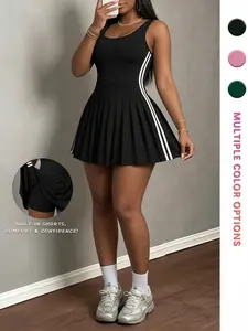Women's Sleeveless Sporty Comfy Workout Jumpsuit with Side Stripe Design, Casual Wear, Perfect for Gym & Daily, Comfortable Fit