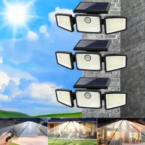 (2 Packs) Solar Outdoor Lights 2500LM 210LED SecurityLights,3 Heads Dimmable SpotLights with 3Modes,IP65 Waterproof, Outdoor Lighting Modern, Solar Flood Lights