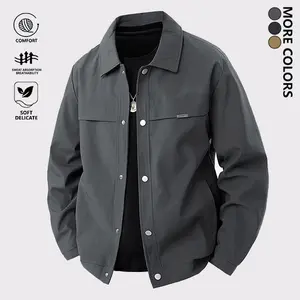Men's lightweight casual jacket, outdoor business style solid color lapel coat, button closure, regular fit versatile fall and winter jacket suitable for office wear, daily commute, and outdoor activities