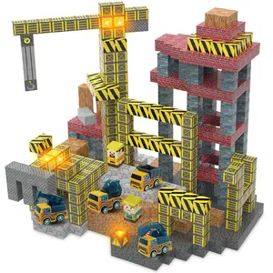 Magnetic Blocks 136PCS Magnetic Building Blocks STEM Kit, Magnetic Tiles Road Set with Car, Construction Toys for Toddler Kids, Building Bricks Toy