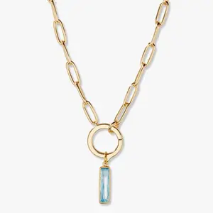Colette Birthstone Elongated Necklace in Gold