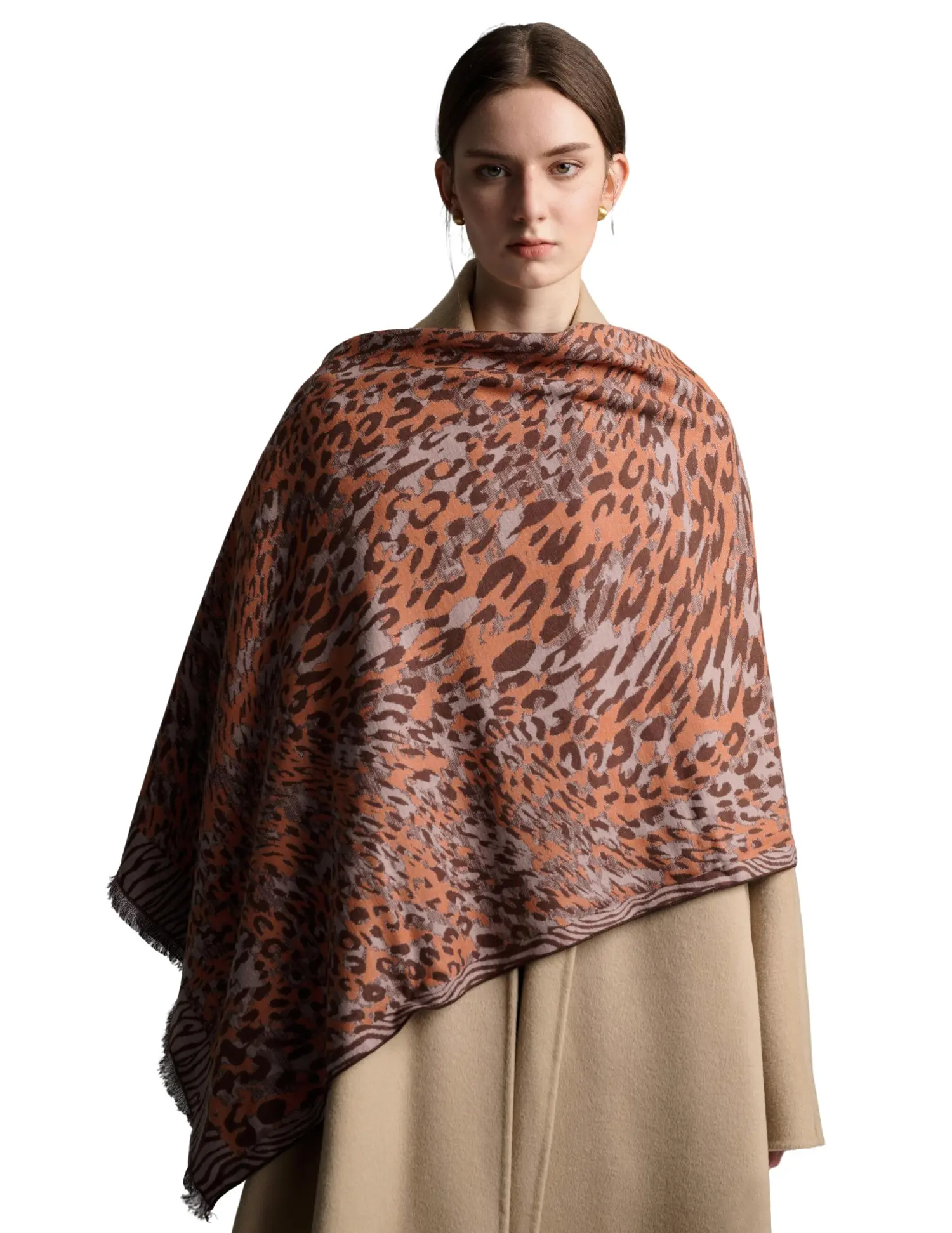 Wild Grace Leopard Jacquard 100% Mulberry Silk Scarf - 71"x24", Animals-Themed Fashion Accessory, Brushed Surface, One Size, All Seasons, Ideal for Anniversary & Birthday Gifts with Gift Wrapping Option