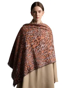 Wild Grace Leopard Jacquard Silk Scarf – 100% Mulberry Silk, 71"x24"