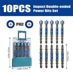 PH2 Strong Magnetic Screwdriver Bits, 10PCS 50mm Phillips Bit Set, S2 Steel Impact Driver Drill Bits, 1/4" Hex Shank for Tight Spaces and Recessed Screws