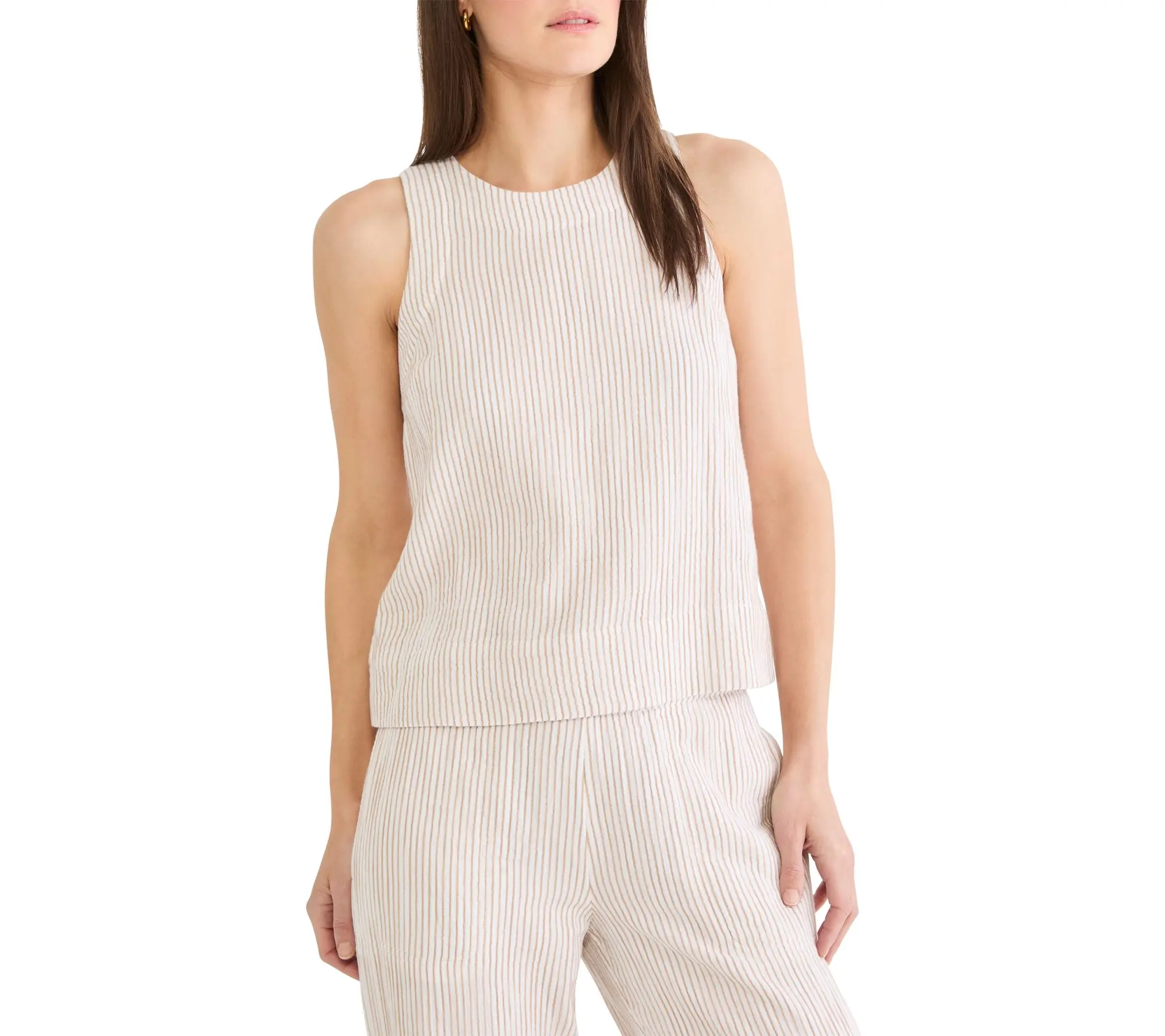 NIC+ZOE Pinstripe Gauze Pop On Tank