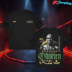 Men's UFC Black Charles Oliveira T-Shirt, Do Bronx UFC Fighter T-shirt, UFC Fan Custom Graphic Design, Gift For UFC MMA Fans