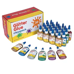 1.4 oz. Bulk 30 Pc. 6-Color Glitter Glue Bottle Classpack