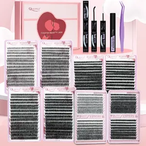 Eyelash Extension Kit, DIY Eyelash Extensions, 1 Box Individual False Eyelashes with Eyelash Glue & Tweezers & Eyelash Remover & Eyelash Brush, Professional Eye Enhancement Tools, Makeup