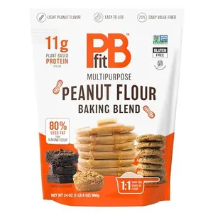 PBfit Peanut Flour Baking Blend - Gluten Free & Non GMO - 11g Protein per Serving 10% DV - 80% Less Fat than Almond Flour - 1 to 1 Swap for White Flour - Light Peanut Flavor - 25% DV Fiber - 24 oz