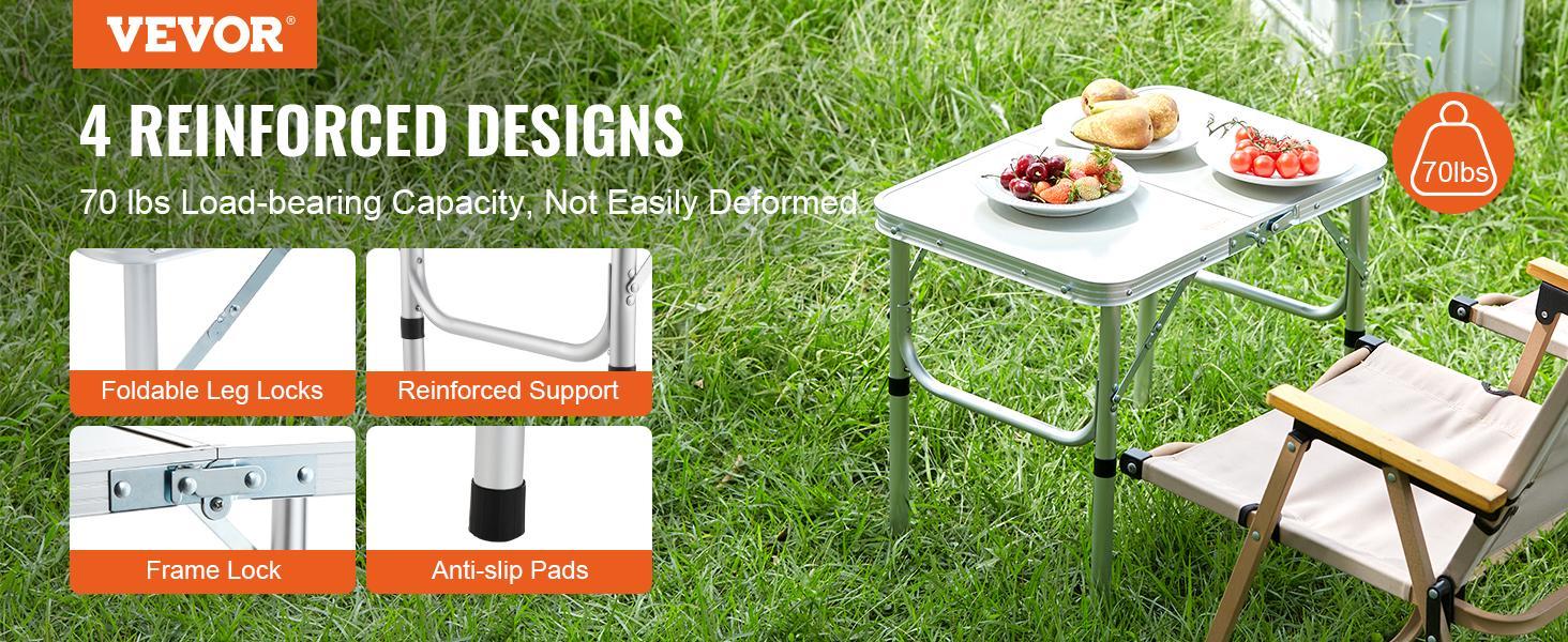 VEVOR Folding Camping Table, TikTokShopBlackFriday, Adjustable Height Outdoor Portable Side Tables, Lightweight Fold Up Table, Aluminum & MDF Ultra Compact Work Table, For Cooking, Beach, Picnic, Travel, 24x16 inch, Silver VEVOR Folding Camping Table, TikTokShopBlackFriday, Adjustable Height Outdoor Portable Side Tables, Lightweight Fold Up Table, Aluminum & MDF Ultra Compact Work Table, For Cooking, Beach, Picnic, Travel, 24x16 inch, Silver