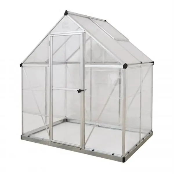 212 MAIN Palram-Canopia HG5504 Adjustable Polycarbonate-Aluminum Hybrid Greenhouse, 6x4ft High-Light DIY Outdoor Garden Greenhouse Kit, Silver, Polycarbonate Greenhouse, Adjustable Greenhouse
