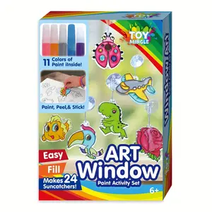 Christmas Window Art Craft Kit | Holiday Suncatcher Painting Set with 10 Colors & Glitter | Fun DIY Gift for Kids 6+