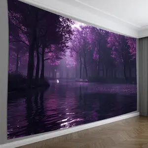 Vintage Bohemian Purple Forest Canvas - Bohemian Canvas Wall Hanging Decor, Hippie Canvas Bedroom Living Room Game Room Bar Party Office, Home and Outdoor Murals, Easy Hanging Canvas, Room Decor, Wall Decor, Artistic, Unique Friend Gifts Hxt