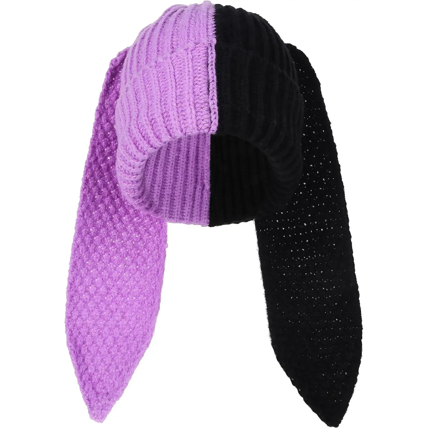 Women\'s Black Purple Cute Bunny Long Ears Rabbit Winter Warm Beanie Hats Skullcap Beanies Knitted Winter Hat: Soft Rabbit Hair  main image 4