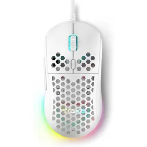 M1SE Wired Gaming  with Honeycomb Shell, 12800DPI Optical Sensor, 6 Programmable Macros, Software Support for Custom Key Config, and RGB Settings for Windows 7/8/10/XP, Vista, Linux-White