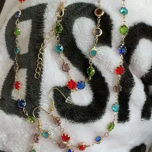 Vintage Jewelry Set, Fashion Colorful  Necklace & Dangle Earrings & Bracelet, Matching Jewelry Set, Casual Jewelry Set for Women & Girls