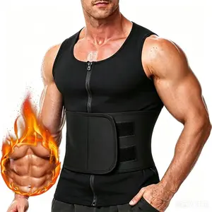 Men Compression Body Shaper Neoprene Zipper Waist Trainer Corset Vest Belly Trimmer Shirts Belt Faja Shapewear Tank Top