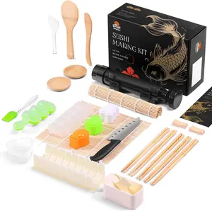 Sushi Making Kit, 27 in 1 Premium Sushi Maker, Suitable for Beginners/Professional Sushi Makers with Sushi Bazooka Roller, Bamboo Sushi Mats, Musubi Presses, Onigiri Mold, Guide Book & More