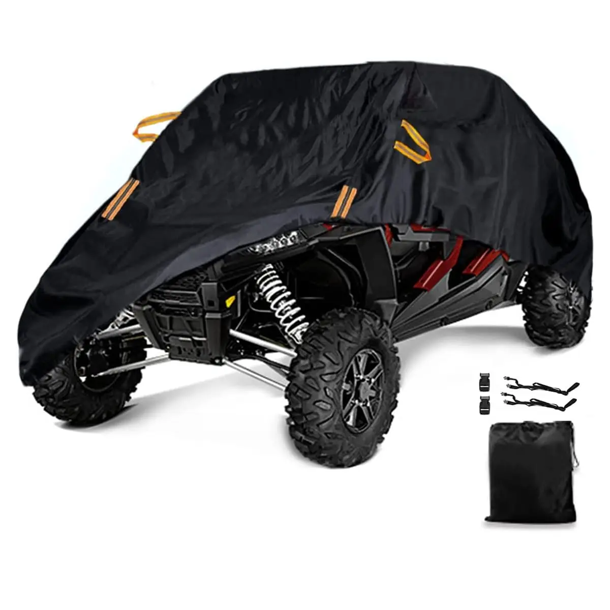 UTV Cover Waterproof Heavy Duty 4-6 Seater Cover Black Oxford Cloth Protection Covers for Polaris RZR Mahindra Can-Am Defender All Weather Side by Side Cover UTV Accessories
