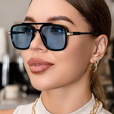 Women's Fashionable Aviator Sunglasses, Classic Tinted Lens Sunglasses, Retro Casual UV400 Protection Sunglasses for Everyday Use, Cute Outdoor Activity Accessory, Stylish Shades