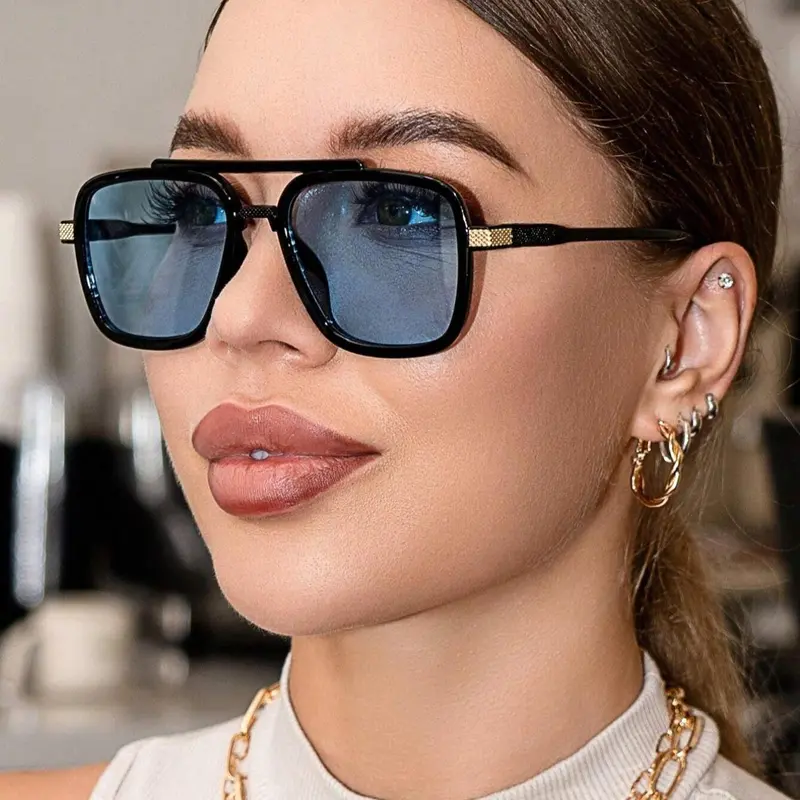 Women's Fashionable Aviator Sunglasses, Classic Tinted Lens Sunglasses, Retro Casual UV400 Protection Sunglasses for Everyday Use, Cute Outdoor Activity Accessory, Stylish Shades