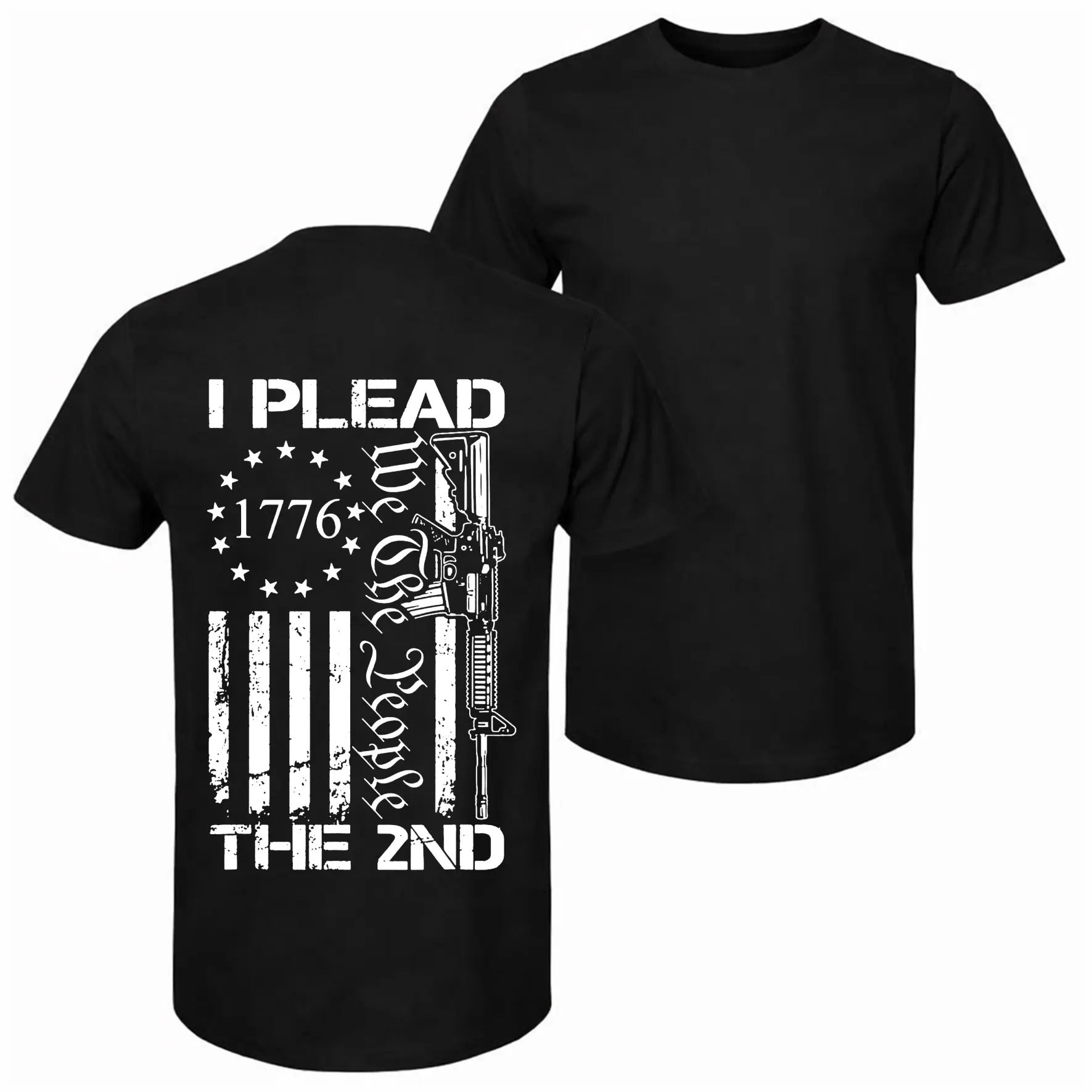 Men's 100% Cotton I Plead The 2nd Amendment We The people AR15 Pro Gun Graphic Print T-Shirt, Soft Breathable Short Sleeve Casual Tee for Summer Streetwear, Unisex,Daily Wear,Suitable For All Seasons