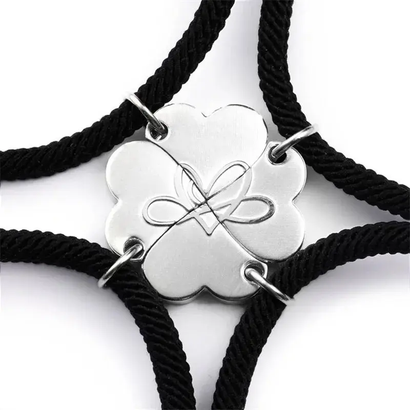 4-Leaf Clover Magnetic Friendship Bracelets - 3/4-Piece Set for Women & Men, Magnet Heart Clasp, Good Luck Handicraft Holiday Gifts (Sports & Outdoor Protective Gear Accessories)